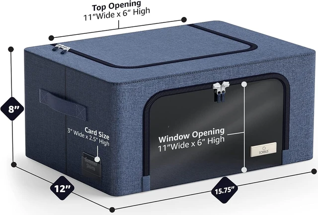 Alt view image 3 of 4 - Sorbus Foldable Storage Bin with Metal Frame, Stackable with Handles, Blue