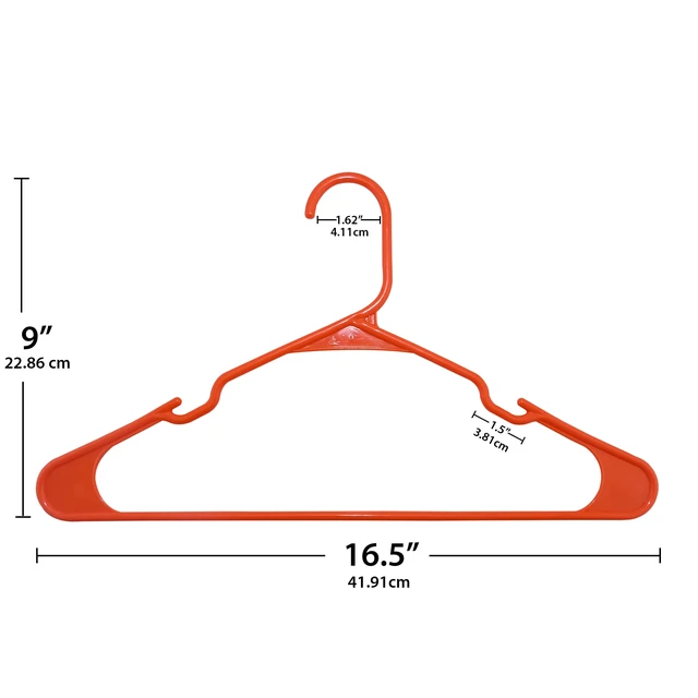 Alt view image 2 of 4 - Closetselect Plastic Notched Adult Hangers, Bright Orange, 50 Count