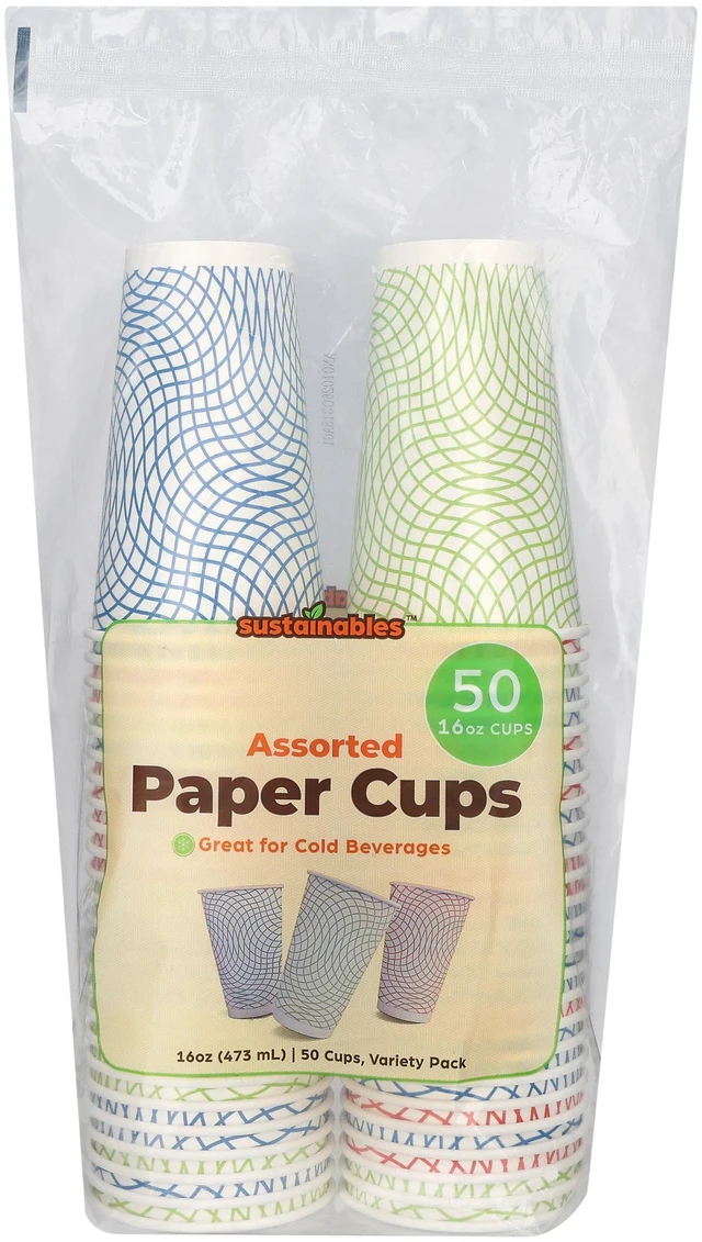 Main image of Sustainables 16oz Assorted Paper Cups, 50Count