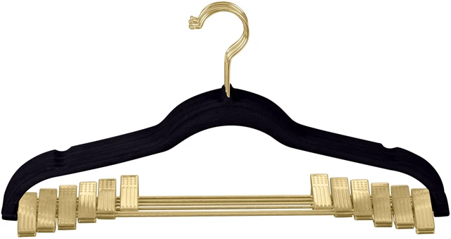 Main image of Simplify 6-Pack Velvet Hangers with Clips, Black
