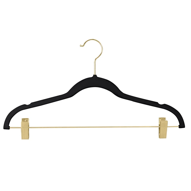 Alt view image 2 of 4 - Simplify 6-Pack Velvet Hangers with Clips, Black