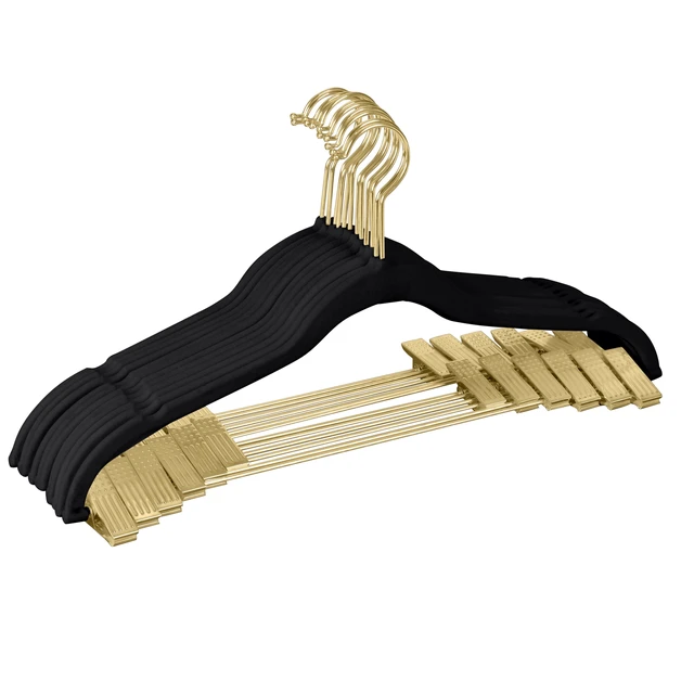 Alt view image 3 of 4 - Simplify 6-Pack Velvet Hangers with Clips, Black