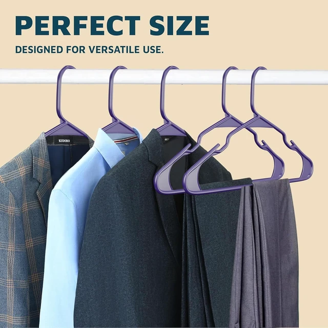 Alt view image 3 of 4 - Lifemaster Plastic Clothes Hangers Heavy-Duty Set for Shirts, Dresses, Coats, Space-Saving Non-Slip Grooves, 5lb Capacity, 5-Pack