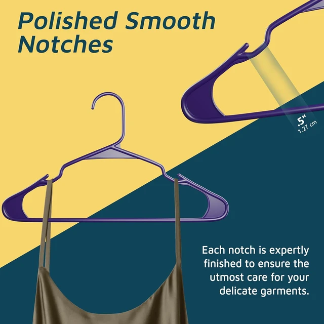 Alt view image 4 of 4 - Lifemaster Plastic Clothes Hangers Heavy-Duty Set for Shirts, Dresses, Coats, Space-Saving Non-Slip Grooves, 5lb Capacity, 5-Pack