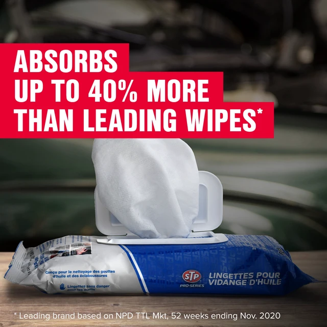Alt view image 2 of 6 - STP Pro-Series Oil Change Wipes, 30 Ct, Oil Spill Cleanup, Engine Care & Garage Cleaning Cloths
