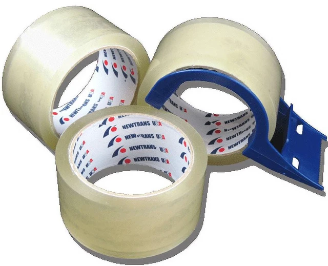 Main image of Uboxes Clear Packing Tape 3 Rolls with Light Duty Tape Dispenser