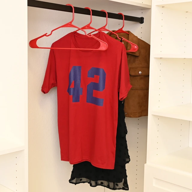Alt view image 2 of 5 - Closetselect Plastic Notched Hangers 50 Count, Red Engine