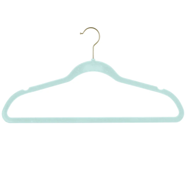 Alt view image 2 of 4 - Simplify Adult 10 Pack Super Slim Velvet Hangers with Gold Hook, Pool Blue
