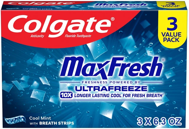 Main image of Colgate MaxFresh Cool Mint Toothpaste, 3 Pack, 6.3 oz