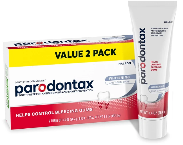 Main image of Parodontax Teeth Whitening Toothpaste for Bleeding Gums, 3.4oz, 2 Pack, Unflavored, for Adults