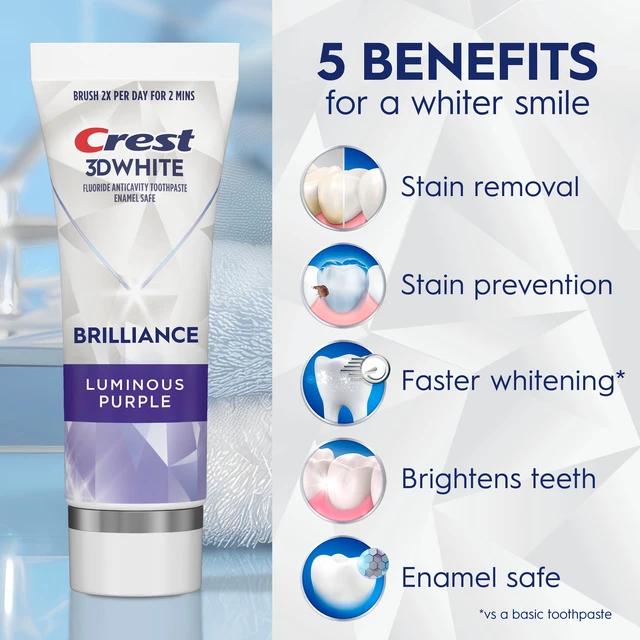 Alt view image 4 of 5 - Crest 3D White Brilliance Luminous Purple Whitening Toothpaste, 4.6oz