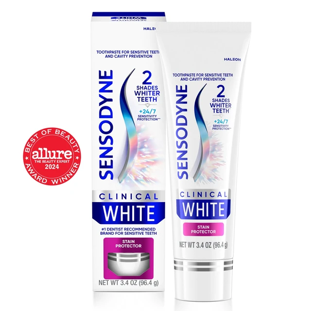 Alt view image 5 of 5 - Sensodyne Clinical White Toothpaste, 3.4Oz, Clinically Proven Whitening for Sensitive Teeth, Stain Protector
