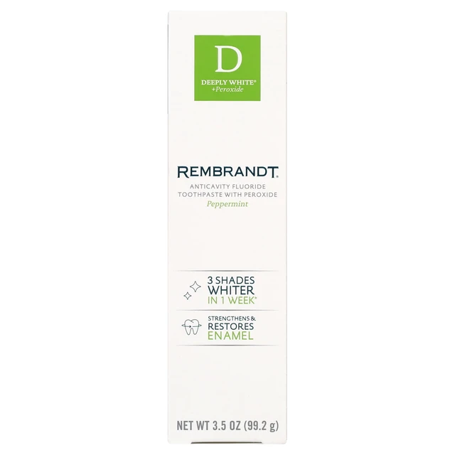 Alt view image 5 of 6 - Rembrandt Deeply White and Peroxide Whitening Toothpaste, Peppermint, 3.5 oz, 2 Pack