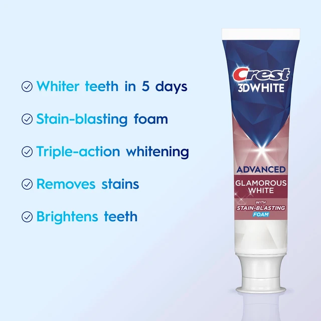 Alt view image 3 of 6 - Crest 3D White Advanced Glam White Whitening Toothpaste, 3.3 oz, Pack of 2
