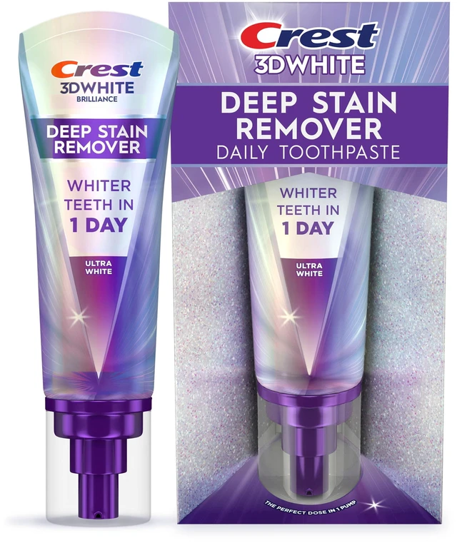 Main image of Crest 3D White Brilliance Deep Stain Remover Whitening Toothpaste, Mint, 3.1oz