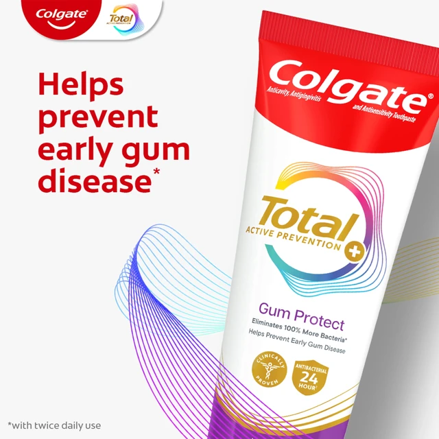 Alt view image 3 of 6 - Colgate Total Active Prevention Gum Protect Whitening Toothpaste, Fresh Mint, 3.8 oz, 3 Pack