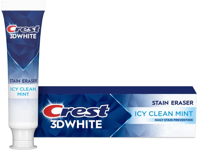 Alt view image 2 of 5 - Crest 3D White Stain Eraser Teeth Whitening Toothpaste, Icy Clean Mint, 3.8oz, 2 Pack