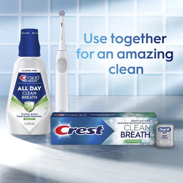 Alt view image 3 of 6 - Crest Clean Breath Toothpaste Peppermint 4.6oz, Neutralizes Bad Breath, Antibacterial, Fights Cavities, Whitens
