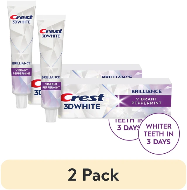 Main image of Crest 3D White Brilliance Vibrant Peppermint Teeth Whitening Toothpaste, 2.4 oz, 2-Pack