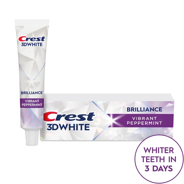 Alt view image 5 of 5 - Crest 3D White Brilliance Vibrant Peppermint Teeth Whitening Toothpaste, 2.4 oz, 2-Pack