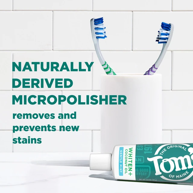 Alt view image 3 of 6 - Tom's of Maine Whiten Plus Coconut Oil Fluoride Free Toothpaste, Gentle Mint, 4.0oz