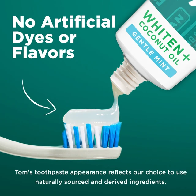 Alt view image 5 of 6 - Tom's of Maine Whiten Plus Coconut Oil Fluoride Free Toothpaste, Gentle Mint, 4.0oz