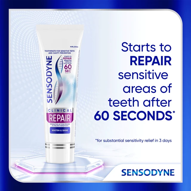 Alt view image 3 of 5 - Sensodyne Clinical Repair Whiten & Shine Toothpaste, Sensitivity Relief, 3.4 Oz
