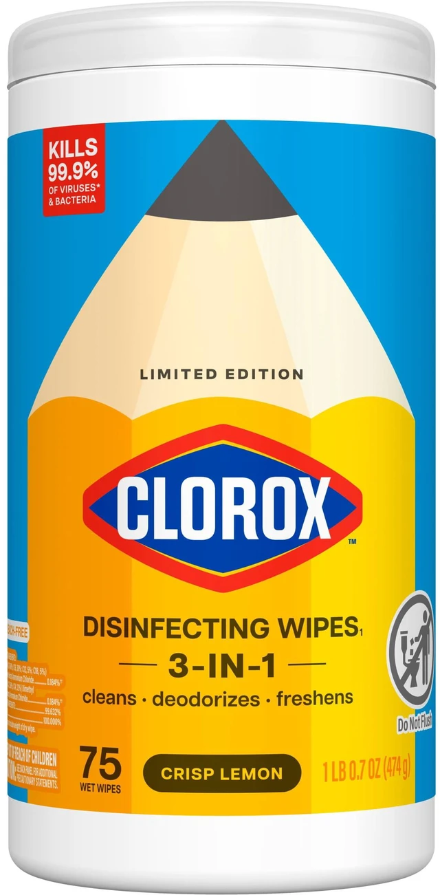Alt view image 3 of 5 - Clorox Disinfecting Wipes Limited Edition Back to School, Bleach Free, Crisp Lemon, 75 Count