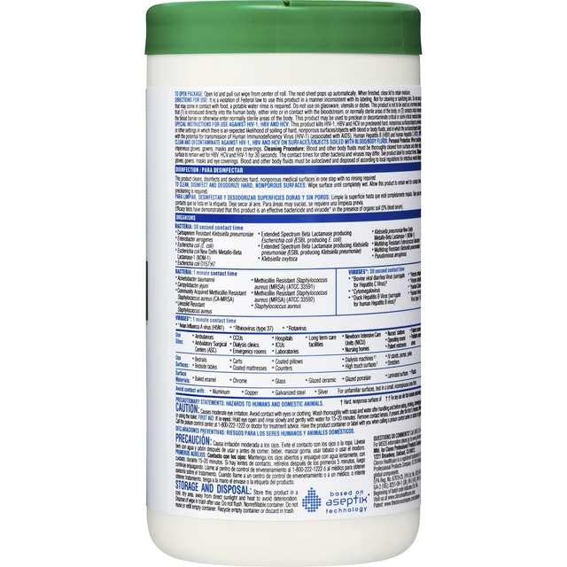 Alt view image 2 of 3 - Hydrogen Peroxide Disinfecting Wipes, Clorox Healthcare, 9" x 6 3/4", White, 95 Wipes
