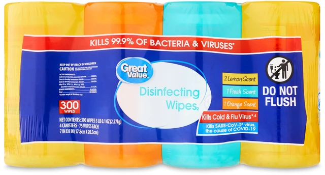 Main image of Great Value Disinfecting Wipes, 4 Pack, 300 Count