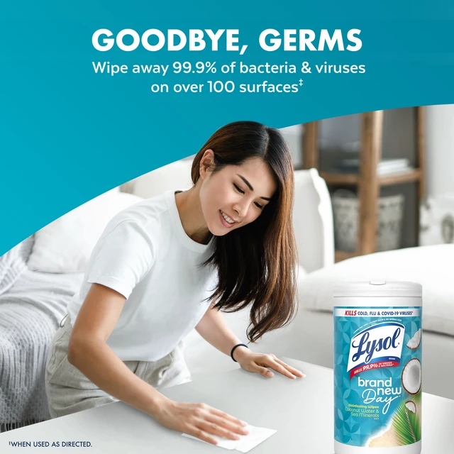 Alt view image 5 of 5 - Lysol Disinfecting Wipes, Coconut & Sea Minerals Scent, All Purpose, Multi Surface Antibacterial, 80 Count