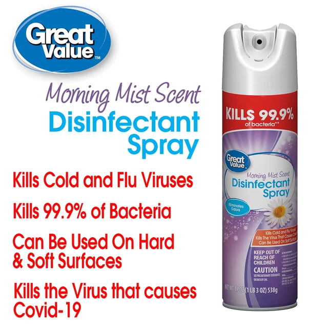 Alt view image 5 of 6 - Great Value Disinfectant Spray Morning Mist Scent 19 oz