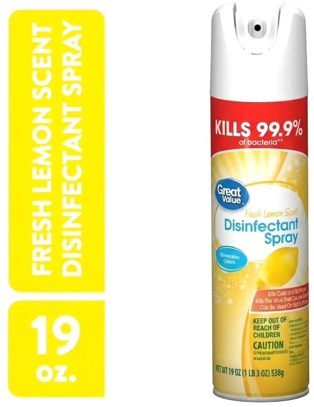 Main image of Great Value Disinfectant Spray, Fresh Lemon Scent, 19 Oz