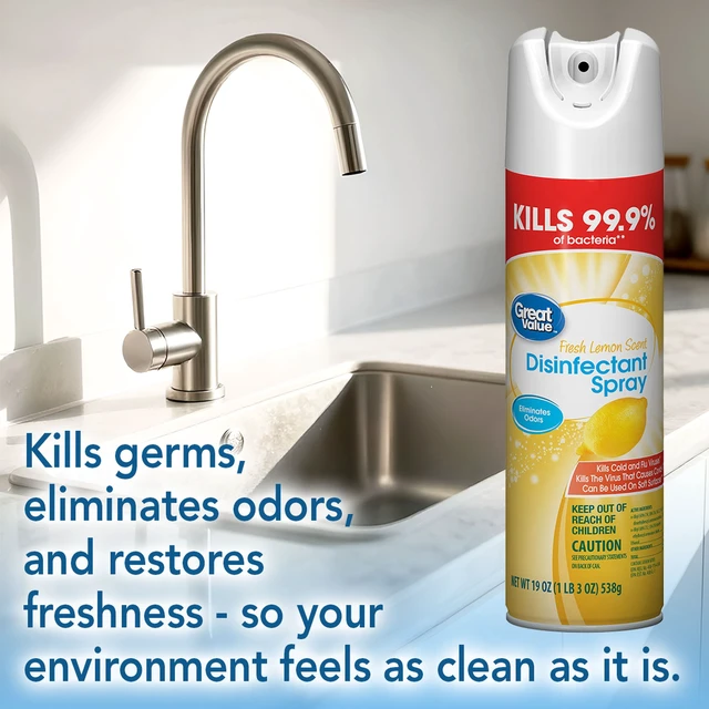 Alt view image 6 of 6 - Great Value Disinfectant Spray, Fresh Lemon Scent, 19 Oz