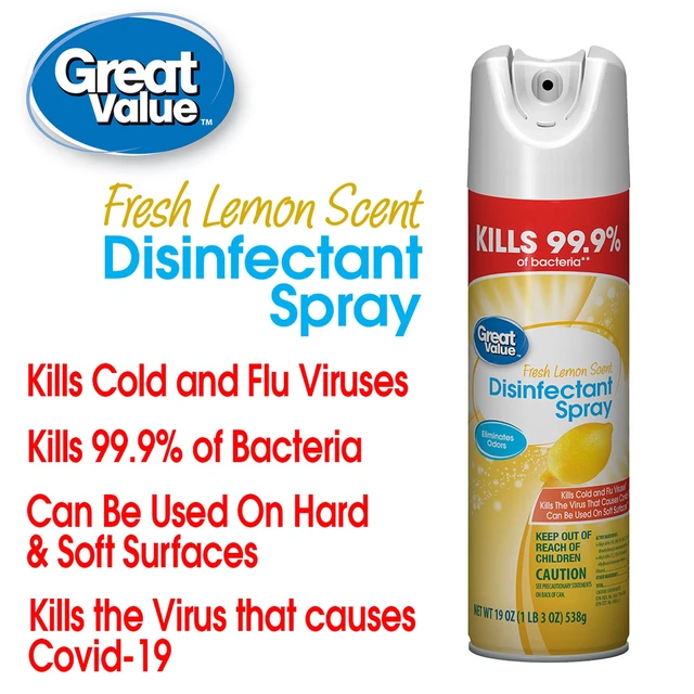 Alt view image 3 of 6 - Great Value Disinfectant Spray, Fresh Lemon Scent, 19 Oz