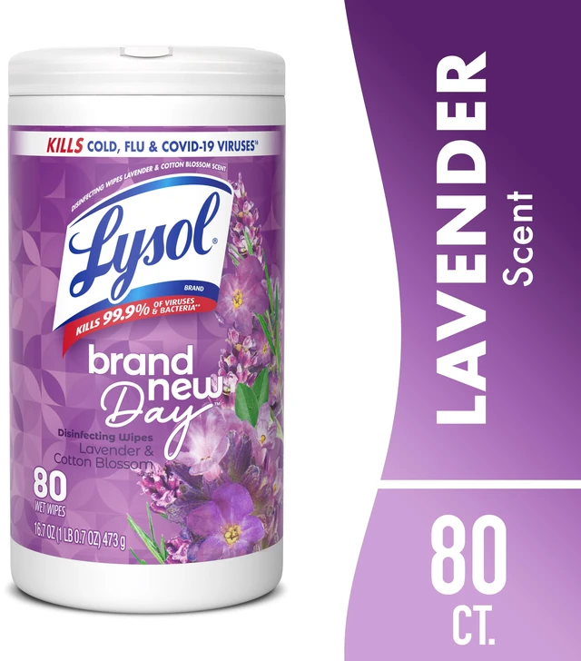 Main image of Lysol Disinfecting Wipes, Multi Surface Antibacterial Cleaning Wipes, All Purpose Cleaner, Lavender & Cotton Blossom Scent, 80 Count