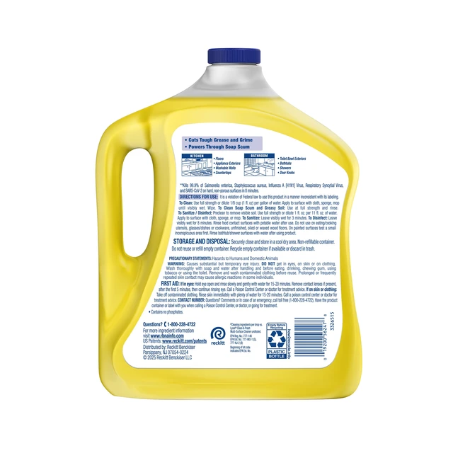 Alt view image 3 of 6 - Lysol 2X Concentrated Multi-Surface Disinfectant Floor Cleaner, All Purpose Cleaner for Mopping, Bathroom & Kitchen, Lemon & Sunflower, 90 fl oz