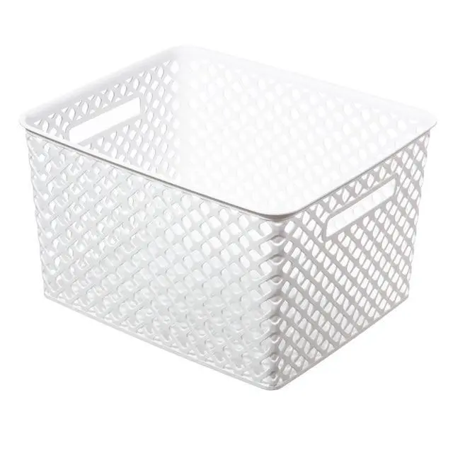Alt view image 3 of 7 - Mainstays Large White Decorative Plastic Storage Basket, 14.7 in x 12 in x 8.5 in