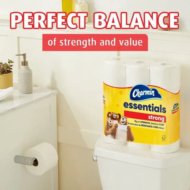 Alt view image 6 of 7 - Charmin Essentials Strong Toilet Paper 6 Mega Rolls, 429 Sheets Per Roll