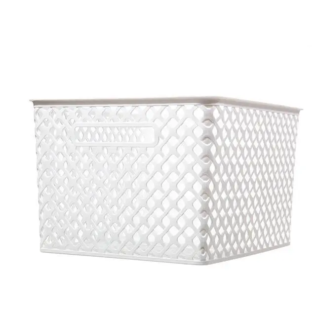 Alt view image 7 of 7 - Mainstays Large White Decorative Plastic Storage Basket, 14.7 in x 12 in x 8.5 in
