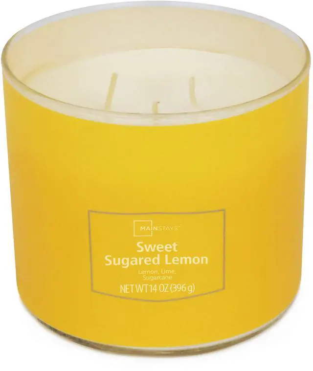 Main image of Mainstays 3-Wick Textured Wrap Sweet Sugared Lemon Candle, 14 Ounce