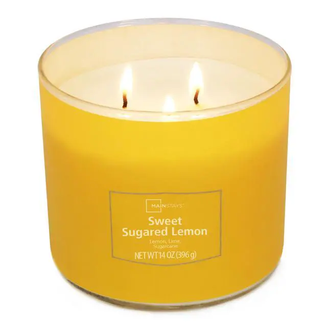 Alt view image 5 of 5 - Mainstays 3-Wick Textured Wrap Sweet Sugared Lemon Candle, 14 Ounce
