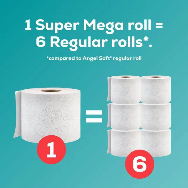 Alt view image 3 of 7 - Angel Soft 2-Ply Toilet Paper, 6 Mega XL Rolls, 480 Sheets Per Roll