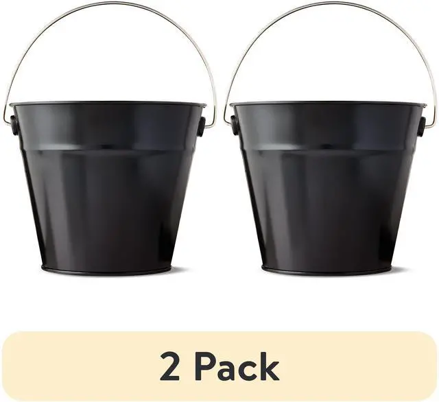 Main image of (2 pack) Black Tin Pail with Handle, 5", by Way To Celebrate, Party Favors