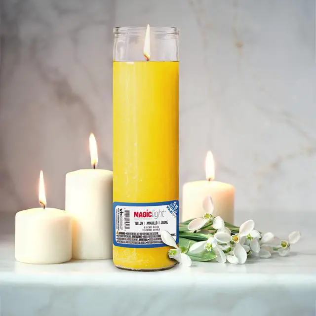 Alt view image 6 of 6 - (2 pack) MagicLight Religious Unscented Candle, 16 oz Yellow Wax in Clear Glass Jar