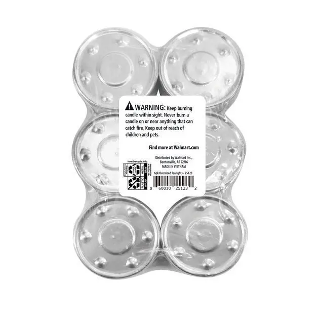 Alt view image 6 of 8 - Mainstays White Unscented Indoor/Outdoor Oversized Tealight Candles,6 Count