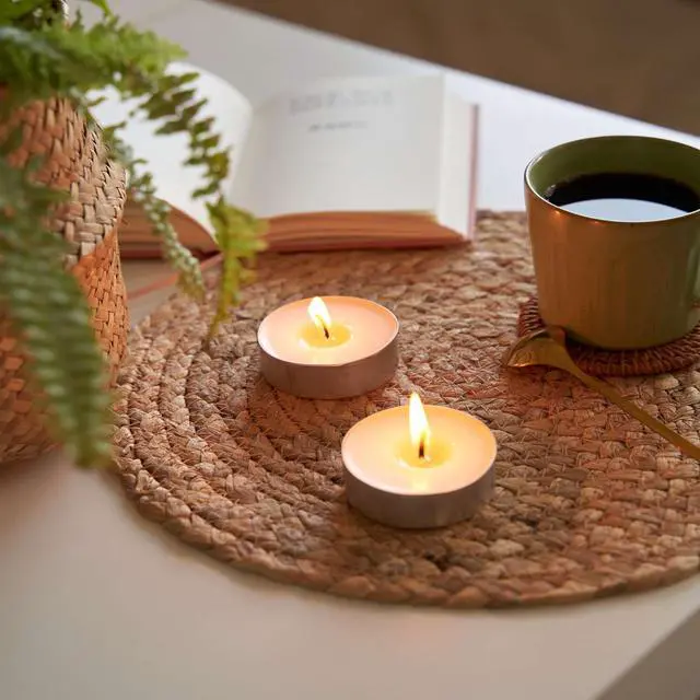 Alt view image 8 of 8 - Mainstays White Unscented Indoor/Outdoor Oversized Tealight Candles,6 Count