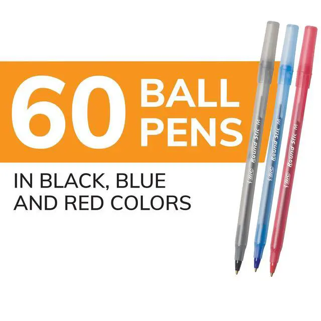 Alt view image 2 of 7 - BIC Round Stic Xtra Life Assorted Ink Ballpoint Pens, Medium Point, 1.0mm, 60 Count