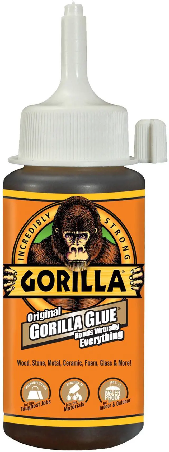 Main image of Gorilla Original Brown Polyurethane Glue, 4 Ounce Bottle, 1-2 Hours dry time