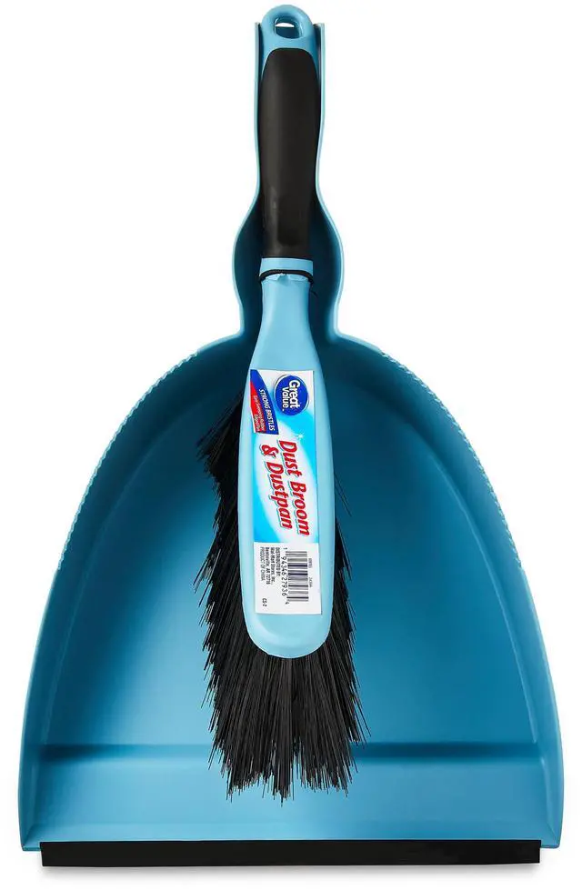 Main image of Great Value Plastic Dust Broom and Pan Set, Blue